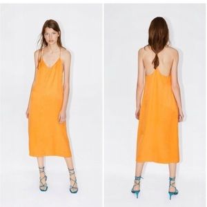 Orange Strappy Midi Dress - size small